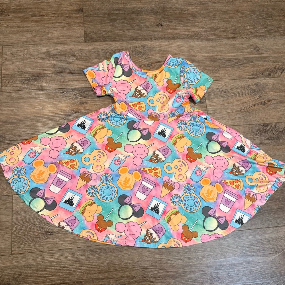 Rainbow Rules Girls' Pastel Disney Snacks Print Skater Dress